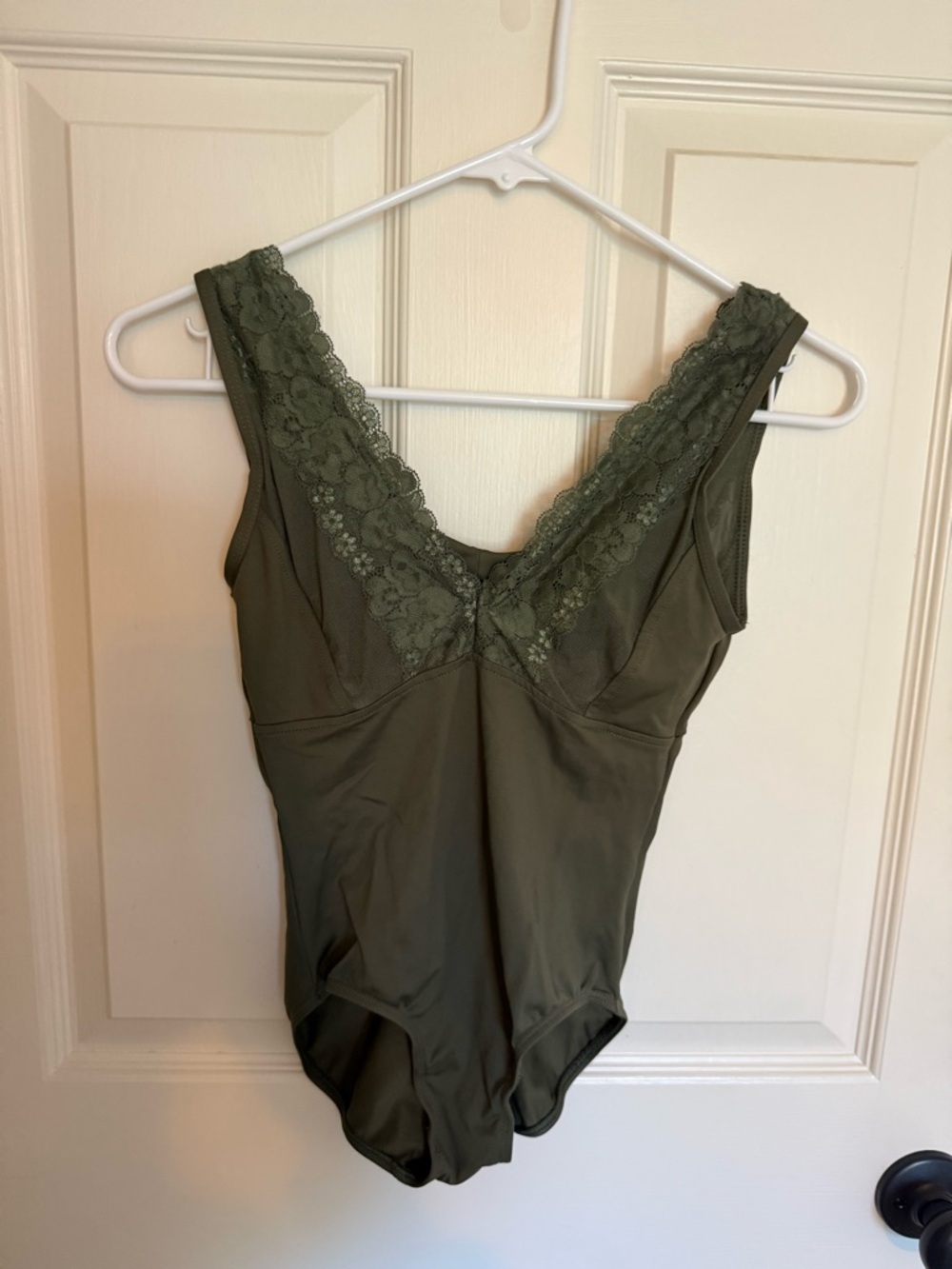 Danz N Motion Lace-Trim Olive Green Women's ballet leotard